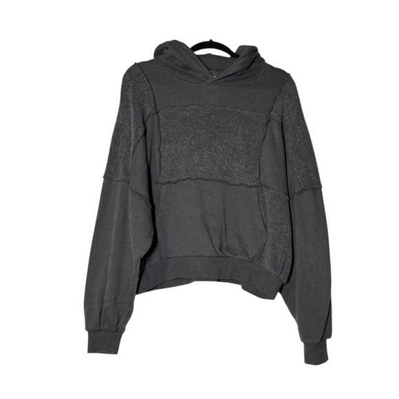 Aerie Patchwork Hoodie Charcoal Gray Size Small Oversized Super Soft Lounge - Picture 2 of 10